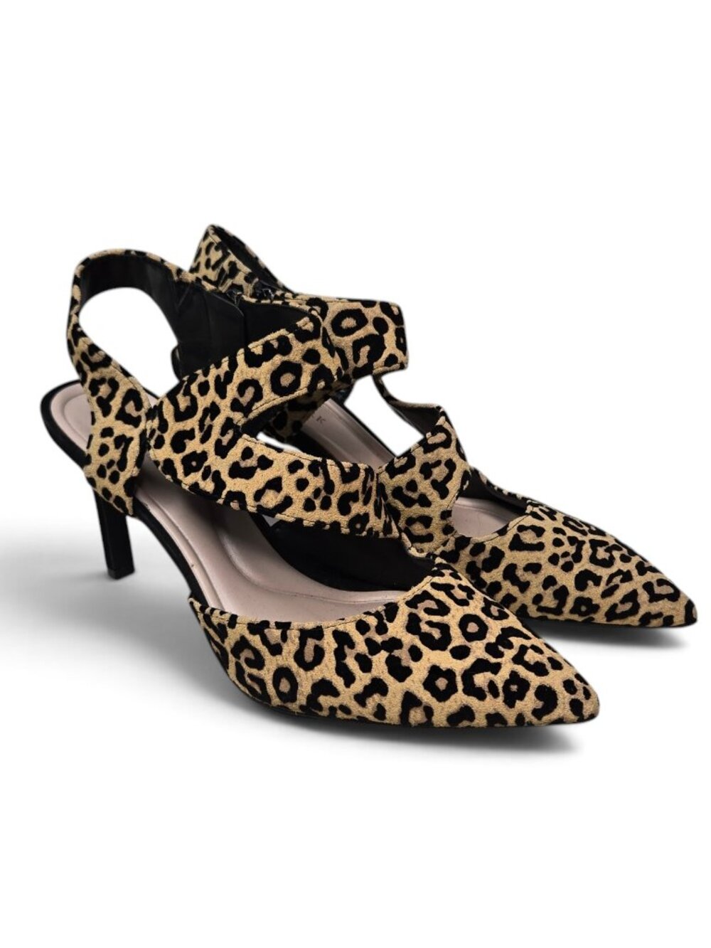 Preston & York Posey Leather Leopard Print Asymmetric Cut Out Pumps Stiletto 8M